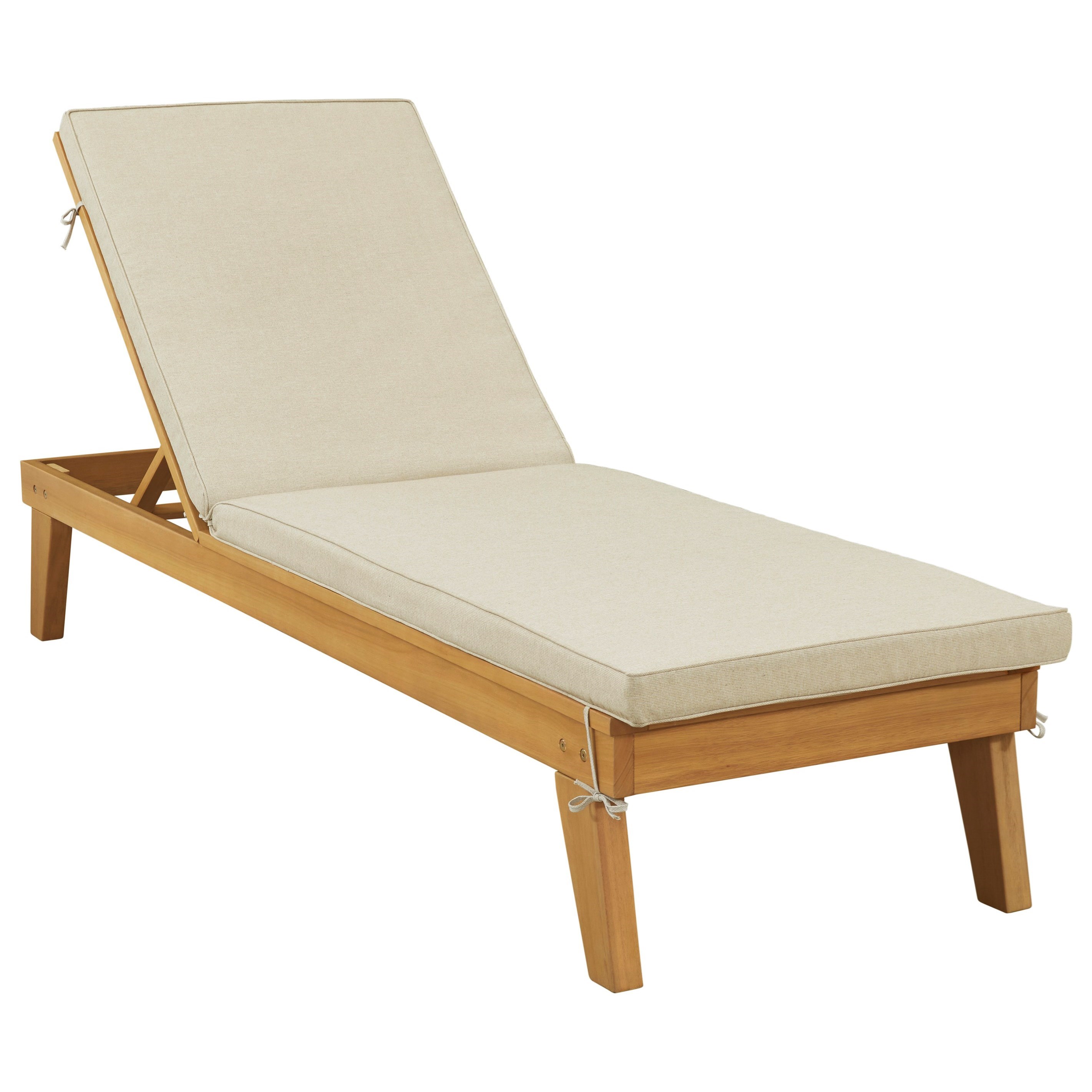 Wood chaise shop lounge with cushion
